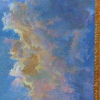 #2364 Cloud Vapor, Oil and gold leaf on wood, 5.75 x 4.5